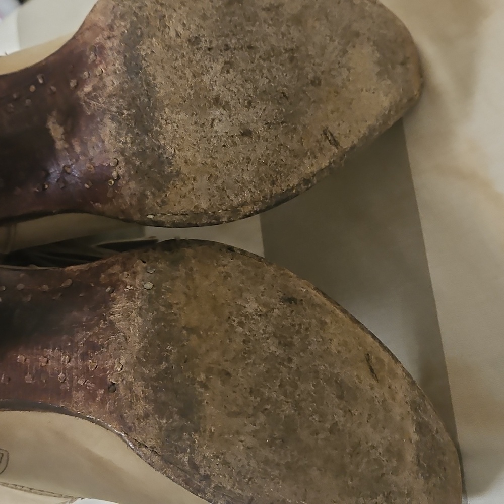 Cream and Pink Ankle Boots with Decorative Stitching - Picture 7 of 9